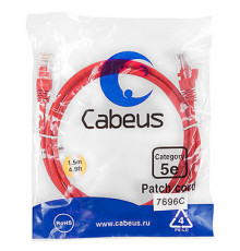 Cabeus PC-UTP-RJ45-Cat.5e-1.5m-RD-LSZH Патч-корд U/UTP, категория 5е, 2xRJ45/8p8c, неэкранированный, красный, LSZH, 1.5м