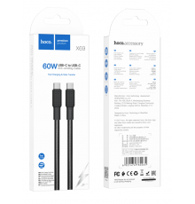 Кабель HOCO X69 Jaeger 60W charging data cable Type-C To Type-C 1m Black-White