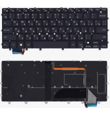 Клавиатура для ноутбука Dell XPS 13-9370, 9380 чёрная, без рамки, с подсветкой