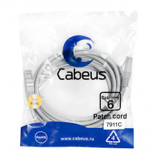 Cabeus PC-FTP-RJ45-Cat.6-3m-LSZH Патч-корд F/UTP, категория 6, 2xRJ45/8p8c, экранированный, серый, LSZH, 3м