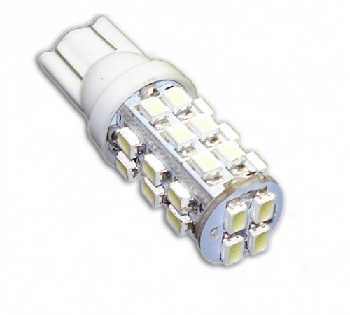 Светодиодная автолампа W5W T10 - 28 SMD 3020 white (2шт.)