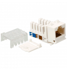 Вставка Keystone RJ-45, категория 5e, белая, со шторкой, узкая, LANMASTER LAN-OK45U5E/90N-WH