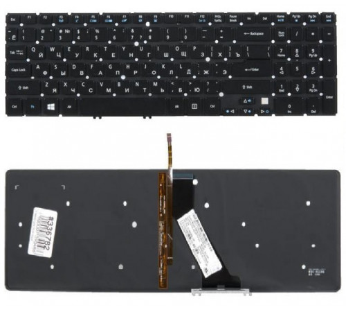 Клавиатура для ноутбука Acer Aspire V5-531, V5-551, V5-552, V5-571, V5-572, V7-581, V7-582, M3-581, M5-581 черная, без рамки, с подсветкой