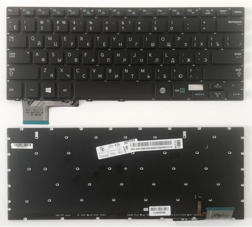 Клавиатура для ноутбука Samsung NP730U3E, NP730U3E, NP740U3E черная, с подсветкой