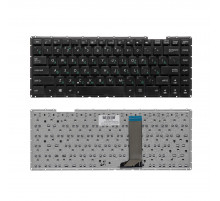 Клавиатура для ноутбука Asus X451, A450, D451, F450, X452, X453 Series. Плоский Enter. Черная, без рамки. PN: AEXJBU00110.