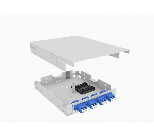 Кросс оптический, настенный, 8 LC/UPC адаптеров, одномодовый SM 9/125 (OS2), укомплектованный, TopLAN